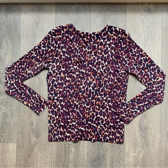 Merona Women’s Cardigan Sweater Cheetah Leopard Animal Print V-neck Y2K 2000s - Picture 14 of 16